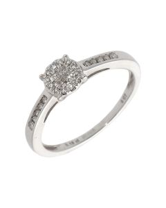 New 9ct White Gold 0.25ct Diamond Mix Cut Engagement Ring
