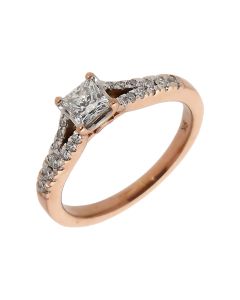 Pre-Owned 18ct Rose Gold Diamond Solitaire & Shoulders Ring
