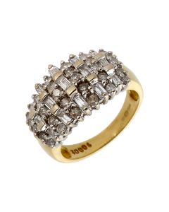 Pre-Owned 18ct Gold 1.00 Carat Mixed Cut Diamond Cluster Ring