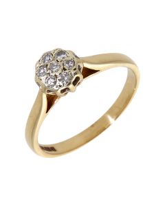 Pre-Owned 9ct Yellow Gold 0.15 Carat Diamond Cluster Ring