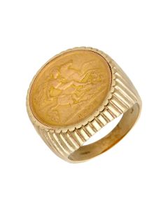 Pre-Owned 1907 Half Sovereign Coin In 9ct Gold Ring Mount