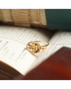 Pre-Owned Vintage 1971 9ct Gold Citrine Bow Ring