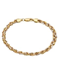 Pre-Owned 9ct Yellow Rose & White Gold Fancy Woven Link Bracelet