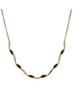 Pre-Owned 9ct Yellow Gold & Enamel 16 Inch Wave Necklace