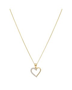 Pre-Owned 9ct Gold Cubic Zirconia Heart Pendant Necklace