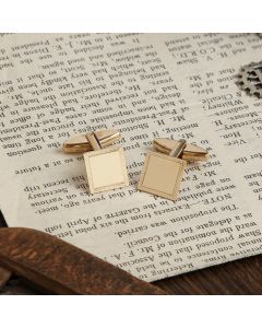 Pre-Owned Vintage 1984 9ct Gold Engraved Edge Square Cufflinks