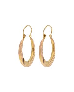 Pre-Owned 9ct Yellow Gold Ridged Creole Earrings