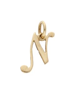 Pre-Owned 9ct Yellow Gold Lightweight Initial N Pendant