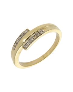 Pre-Owned 9ct Yellow Gold Diamond Set Crossover Twist Dress Ring