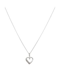 Pre-Owned 9ct White Gold Diamond Set Heart Pendant Necklace