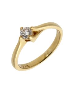 Pre-Owned 9ct Yellow Gold 0.20ct Diamond Solitaire Twist Ring