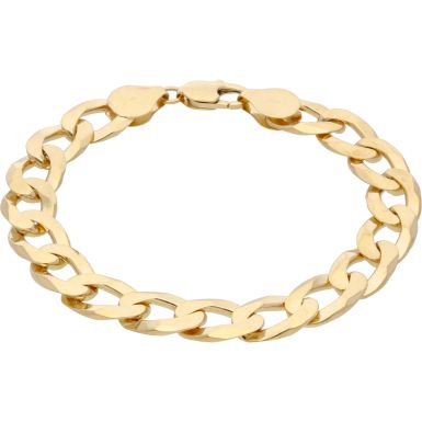 New 9ct Yellow Gold 8.5 Inch Heavy Flat Curb Bracelet 30.4g