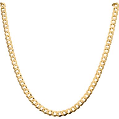 New 9ct Yellow Gold 22 Inch Solid Curb Link Chain Necklace 16.5g