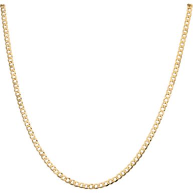 New 9ct Yellow Gold 30" Flat Curb Chain Necklace 9.5g