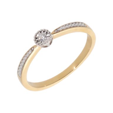 New 9ct Yellow Gold 0.03ct Diamond Solitaire Ring