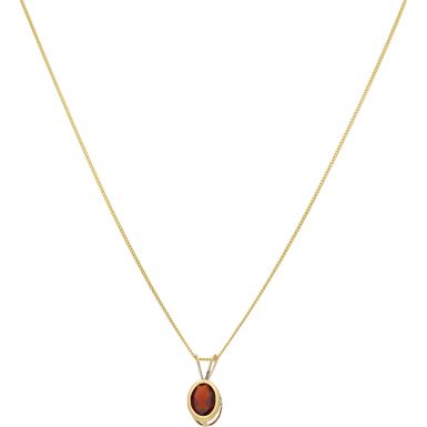New 9ct Yellow Gold Garnet Pendant & 18 Inch Necklace