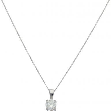 New 18ct White Gold 1.00ct Diamond Solitaire Pendant & Necklace