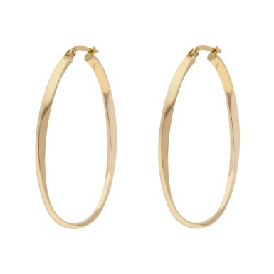 New 9ct Yellow Gold Large Oval Twisted Hoop Earrings