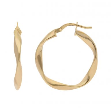 New 9ct Yellow Gold Twisted Hoop Earrings