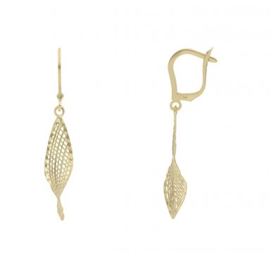 New 9ct 2 Colour Gold Mesh Style Twist Drop Lever Back Earrings