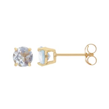 New 9ct Yellow Gold 5mm Blue Topaz Stud Earrings