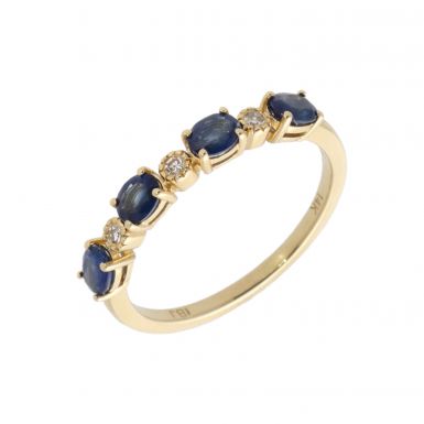 New 14ct Yellow Gold Sapphire & Diamond Eternity Style Ring