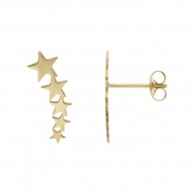 New 9ct Yellow Gold Comet Star Stud Climber Earrings