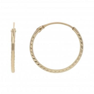 New 9ct Gold 12mm Diamond Cut Hinged Wire Sleeper Earrings