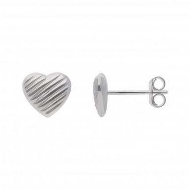 New Sterling Silver Double Sided Patterned Heart Stud Earrings