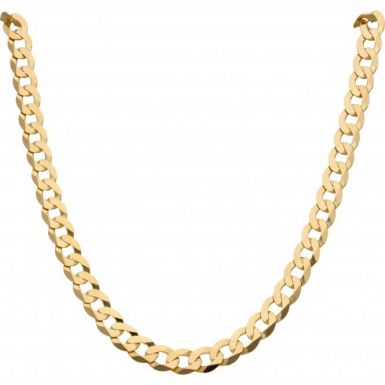 New 9ct Yellow Gold 24 Inch Flat Curb Link Chain Necklace 1.1oz