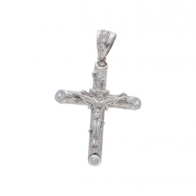 New Sterling Silver Cubic Zirconia Large Crucifix Pendant