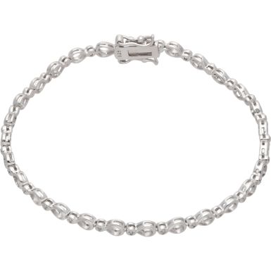 New Sterling Silver 7.5" Cubic Zirconia Loop Ladies Bracelet
