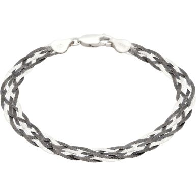 New 2 Colour Sterling Silver Ladies Plaited Bracelet