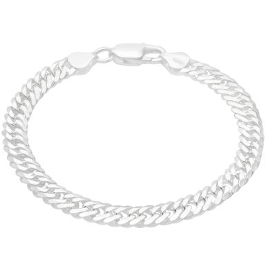 New Sterling Silver 7.5" Double Curb Link Bracelet