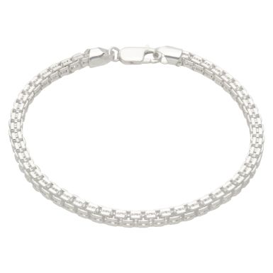 New Sterling Silver 8.5" Box Cage Link Bracelet