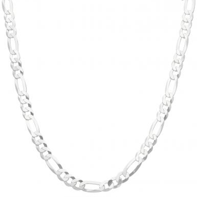 New Sterling Silver 24 Inch Diamond-Cut Figaro Necklace 26.4g