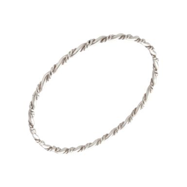 New Sterling Silver Twist & Rope Ladies Push-On Bangle