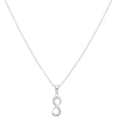 New Sterling Silver Cubic Zirconia Infinity Pendant & 18" Chain