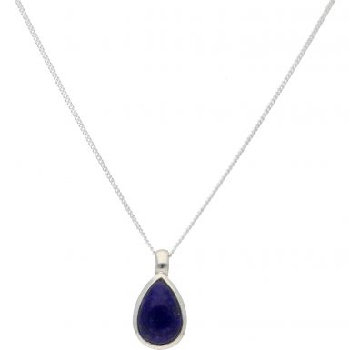 New Sterling Silver Lapis Lazuli Pendant & 18" Chain Necklace