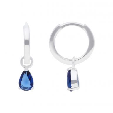 New Sterling Silver Blue Gemstone 12mm Huggie Hoop Earrings