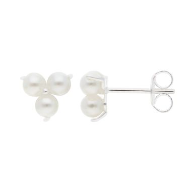 New Sterling Silver Trio of Simulated Pearl Stud Earrings