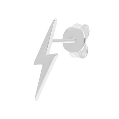 New Sterling Silver Single Left Ear Lightning Bolt Stud Earring