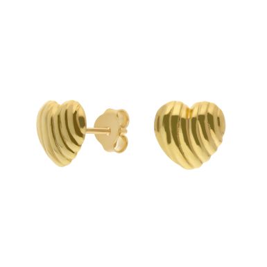 Gold Plated Sterling Silver Heart Stud Earrings