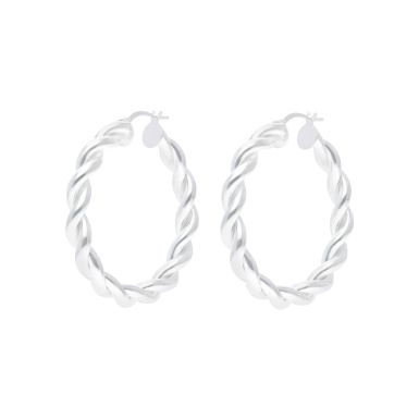 New Sterling Silver 40mm Twist Hoop Earrings