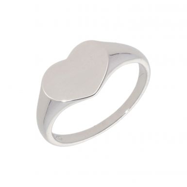 New Sterling Silver Childs Heart Shaped Signet Ring