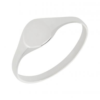 New Sterling Silver Oval Shaped Baby Signet Ring
