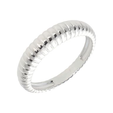 New Sterling Silver Grooved Ring