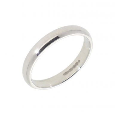 New Sterling Silver 3mm Traditional Court Wedding Ring