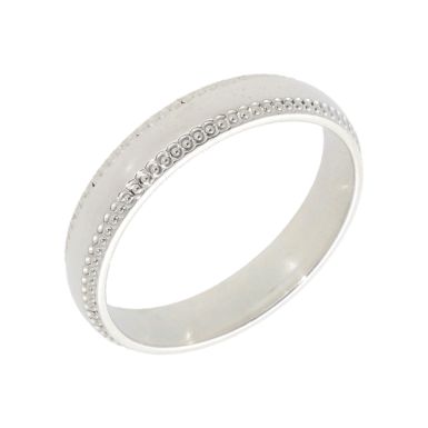 New Sterling Silver 4mm Millgrain Edge Court Wedding Ring