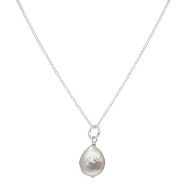 New Sterling Silver Pearl Drop & 18" Chain Necklace